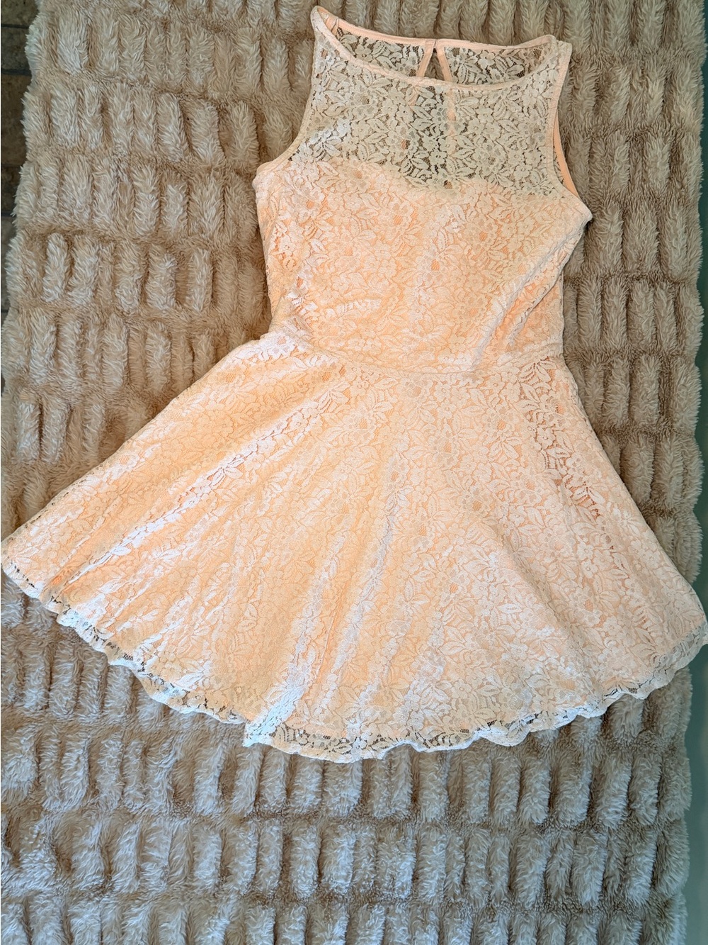 Lucca Couture Peach Lace Mini Dress